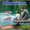 imageDEERC 13 inch Remote Control Boat for Kids 24Ghz RC Spider Boat with LED Lights for Pools and Lakes Summer Water Toy Gift for Boys 812 2 Batteries