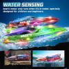 imageDEERC 2 Pack 13 inch Remote Control Boat for Kids 4 Batteries 24Ghz RC Racing Boat with LED Lights for Pools and Lakes Summer Water Toy Gift for Boys 812