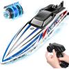 imageDEERC Fast Brushless RC Boat 30 mph 3S Remote Control Racing Boats with Metal Servo ampamp LED Light Capsize Recovery24Ghz Speed Boat for Adults Summer Pool Toy GiftSpecial Edition