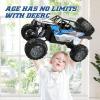 imageDEERC Large 18 Scale Upgraded Monster Truck Remote Control Car for Adults Boys Off Road RC Cars with Realistic Sound 24Ghz 4WD Rock Crawler Toy All Terrain Climbing 2 Batteries for 80 Min PlayBlue