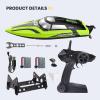 imageDEERC RC Boat with LED Light 30 Mins Self Righting Remote Control Boat for Pools ampamp Lakes 20 MPH 24GHz Racing Boats 2 Battery Pool Toys for Kids Radio Controlled WatercraftBrushed Green One