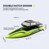 imageDEERC RC Boat with LED Light 30 Mins Self Righting Remote Control Boat for Pools ampamp Lakes 20 MPH 24GHz Racing Boats 2 Battery Pool Toys for Kids Radio Controlled WatercraftBrushed Green One