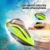 imageDEERC RC Boat with LED Light 30 Mins Self Righting Remote Control Boat for Pools ampamp Lakes 20 MPH 24GHz Racing Boats 2 Battery Pool Toys for Kids Radio Controlled WatercraftBrushed Green One