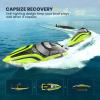 imageDEERC RC Boat with LED Light 30 Mins Self Righting Remote Control Boat for Pools ampamp Lakes 20 MPH 24GHz Racing Boats 2 Battery Pool Toys for Kids Radio Controlled WatercraftBrushed Green One
