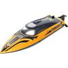 imageDEERC RC Boat with LED Light 30 Mins Self Righting Remote Control Boat for Pools ampamp Lakes 20 MPH 24GHz Racing Boats 2 Battery Pool Toys for Kids Radio Controlled WatercraftYellow