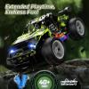 imageDEERC Remote Control Car with LED Colorful Lights 118 RC Truck for Boys 24Ghz Monster Truck Toy with 2 Batteries All Terrain Auto Mode OffRoad Race Car Toys Gifts for Boys Kids Girls