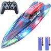 imageDEERC 13 inch Remote Control Boat for Kids 24Ghz RC Spider Boat with LED Lights for Pools and Lakes Summer Water Toy Gift for Boys 812 2 Batteries