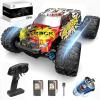 imageDEERC 9206E DIY Extra Shell 110 Scale Large RC Cars48 KMH Hobby Grade High Speed Remote Control Car for Adults BoysAll Terrain 4WD 24GHz Off Road Monster RC Truck with 2 Battery for 40 Min Play116 Yellow