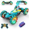 imageDEERC Gesture Sensing RC Stunt Car with Fog Mist ampamp Music 4WD Hand Controlled Remote Control Drift Car Toy for Kids All Terrain OffRoad DoubleSided Driving with Lights Birthday Gift for boyGreen