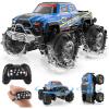 imageDEERC Remote Control Car for Boys ampamp Girls Ages 48 Spray RC Truck with Music ampamp Colorful LED Lights 24GHz AllTerrain Drift Vehicle 2 Rechargeable Batteries 40 Mins Playtime Birthday Toy for KidsBlue