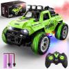 imageDEERC Remote Control Car with Fog Mist ampamp LED Colorful Lights 118 Scale RC Truck with 2 Batteries 24Ghz Monster Truck for Boys All Terrain OffRoad Race car Educational Toy ampamp Gift for Boys Girls
