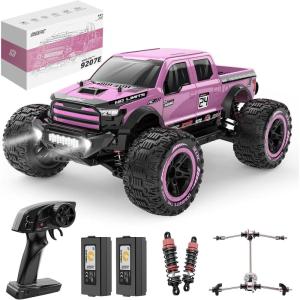 imageDEERC 110 Fast RC Cars for Adults 4X4 High Speed RC Truck Crawler 48KMH Pink All Terrain Hobby Remote Control Monster Truck with 2 Modular Batteries Toy Vehicle Gift for Kids
