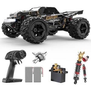 imageDEERC 9206E DIY Extra Shell 110 Scale Large RC Cars48 KMH Hobby Grade High Speed Remote Control Car for Adults BoysAll Terrain 4WD 24GHz Off Road Monster RC Truck with 2 Battery for 40 Min Play116 Black