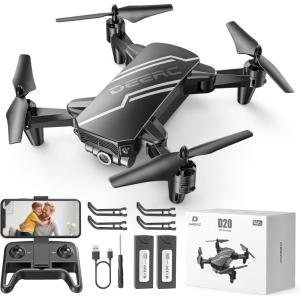 imageDEERC D20 Mini Drone for Kids with 720P HD FPV Camera Remote Control Toys Gifts for Boys Girls with Altitude Hold Headless Mode One Key Start Speed Adjustment 3D Flips 2 Batteries RedBlack