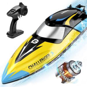 imageDEERC Fast Brushless RC Boat 30 mph 3S Remote Control Racing Boats with Metal Servo ampamp LED Light Capsize Recovery24Ghz Speed Boat for Adults Summer Pool Toy GiftClassic