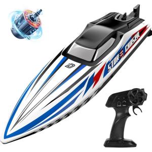 imageDEERC Fast Brushless RC Boat 30 mph 3S Remote Control Racing Boats with Metal Servo ampamp LED Light Capsize Recovery24Ghz Speed Boat for Adults Summer Pool Toy GiftSpecial Edition