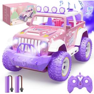 imageDEERC Gesture Sensing RC Stunt Car with Fog Mist ampamp Music 4WD Hand Controlled Remote Control Drift Car Toy for Kids All Terrain OffRoad DoubleSided Driving with Lights Birthday Gift for boyPink