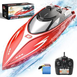 imageDEERC H120 Fast RC Boat for Pools and Lakes 24 GHz 20 MPH Racing Boats for Kids ampamp Adults with Rechargeable BatteryLow Battery AlarmCapsize RecoveryGifts for Boys GirlsClassic