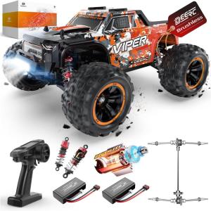 imageDEERC H16R Brushless Fast RC Cars116 52KMH High Speed Remote Control Car4X4 All Terrains RC Monster TruckWaterproof OffRoad Hobby Electric Vehicle Car Gift for Adults Boys2 Liion Batteries