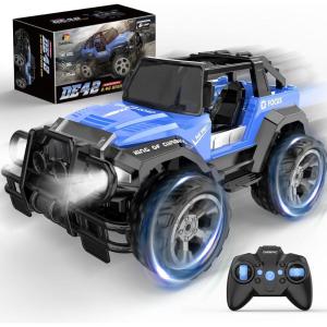 imageDEERC RC Cars with Windmill Hair Clips 118 Scale Remote Control Car with Storage Case 80 Min Playtime 24Ghz LED Light OffRoad Pink Monster RC Trucks with Auto Mode Toys Car Gifts for Girls KidsDe42