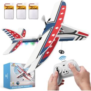 imageDEERC RC Plane 24GHZ Remote Control Airplane W 3 Batteries ampamp 6axis Gyro Stabilizer 2CH RTF RC Glider Toy for Beginners Kids Boys Girls AdultsRed