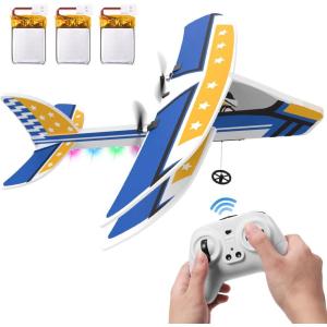 imageDEERC RC Plane 24GHZ Remote Control Airplane W 3 Batteries ampamp 6axis Gyro Stabilizer 2CH RTF RC Glider Toy for Beginners Kids Boys Girls AdultsYellow