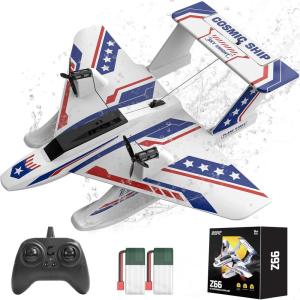 imageDEERC RC Plane for Water Land ampamp Air Amphibious TriPhibian Aircraft 3CH Remote Control Plane W 2 Batteries 24GHz RTF Airplane Glider for Boy GirlBlue