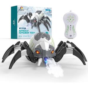 imageDEERC Remote Control Spider Robot Spide with Spray and Lights Black Widow Toy for Kids for Halloween Xmas Birthday Party Joke Prank Wireless RC Realistic Bot Moving Real Music Effect TarantulaWhite