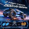 imageDEERC 118 All Terrain Fast Drift amp Racing RC Car 40KMH Remote Control Truck with Futuristic Body Shell Extra Drift Wheels 24GHz Waterproof OffRoad Vehicle with 2 Batteries for Kids amp Adults118 Futuristic Blue