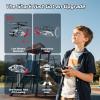 imageDEERC Black Hawk RC Helicopter Remote Control Helicopter with Red Scorpion Tail Design 24 Mins Flight 2 Batteries Helicopters Toy for Kids LED Lights Altitude Hold Birthday Gift for Boys 812Black Hawk