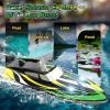 imageDEERC High Speed RC Boat with LED Lights 30KMH Fast Remote Control Racing Boat SelfRighting 2 Batteries 24 Mins 24GHz Pool amp Lake Toys for Kids amp Adults