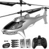 imageDEERC Black Hawk RC Helicopter Remote Control Helicopter with Red Scorpion Tail Design 24 Mins Flight 2 Batteries Helicopters Toy for Kids LED Lights Altitude Hold Birthday Gift for Boys 812Shark