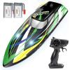imageDEERC High Speed RC Boat with LED Lights 30KMH Fast Remote Control Racing Boat SelfRighting 2 Batteries 24 Mins 24GHz Pool amp Lake Toys for Kids amp Adults