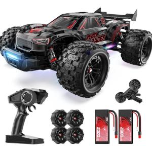 imageDEERC Fast RC Car for Adults 114 Brushless 4WD OffRoad RC Truck 46 MPH High Speed Waterproof All Terrain RC Truggy with 23S LiPo Batteries
