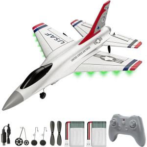 imageDEERC F16 Thunderbirds RC Plane3CH Remote Control Airplane Fighter Toys24GHz 6axis Gyro Stabilizer RTF Glider Aircraft Plane with 2 BatteriesEasy to Fly for Beginners Kids Adults