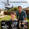 imageDEERC Apache RC Helicopter for Kids 812 Remote Control Helicopter for Adults Helicopters Toy with 26 Mins Flight Time 2 Batteries LED Lights Altitude Hold Chrismas GIF for BoysBule