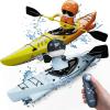 imageDEERC RC Kayak Boat for Kids24 Ghz Remote Control Shark Boat Toys WLED Light for PoolsLakeBathtub Never Capsize Summer Outdoor Water Toys Gift for Boys Girls