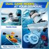 imageDEERC RC Kayak Boat for Kids24 Ghz Remote Control Shark Boat Toys WLED Light for PoolsLakeBathtub Never Capsize Summer Outdoor Water Toys Gift for Boys Girls