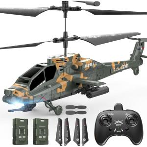 imageDEERC Apache RC Helicopter for Kids 812 Remote Control Helicopter for Adults Helicopters Toy with 26 Mins Flight Time 2 Batteries LED Lights Altitude Hold Chrismas GIF for BoysStyle