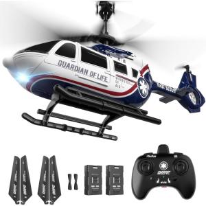imageDEERC Apache RC Helicopter for Kids 812 Remote Control Helicopter for Adults Helicopters Toy with 26 Mins Flight Time 2 Batteries LED Lights Altitude Hold Chrismas GIF for BoysBule