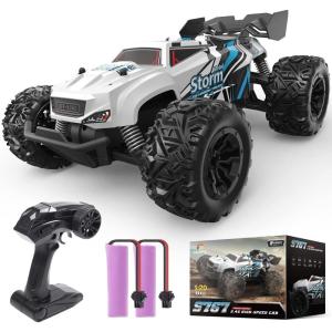 imageDEERC RC Car Remote Control Car for Age 812 All Terrain RC Monster Truck W 2 Batteries for 40 Min Play 24GHz Outdoor Off Road Rock Crawler Toy Xmas Gift for Boys Girls Kids BeginnersBrushed 120 Scale