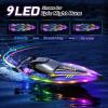 imageDEERC 17 Large HighSpeed RC Jet Boat SelfRighting Remote Control Boat with 9 LED Lights 32 KPH 30Min Runtime Waterproof for Pools amp Lakes Kids amp Adults