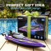 imageDEERC 17 Large HighSpeed RC Jet Boat SelfRighting Remote Control Boat with 9 LED Lights 32 KPH 30Min Runtime Waterproof for Pools amp Lakes Kids amp Adults
