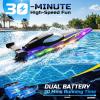 imageDEERC 17 Large HighSpeed RC Jet Boat SelfRighting Remote Control Boat with 9 LED Lights 32 KPH 30Min Runtime Waterproof for Pools amp Lakes Kids amp Adults
