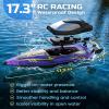 imageDEERC 17 Large HighSpeed RC Jet Boat SelfRighting Remote Control Boat with 9 LED Lights 32 KPH 30Min Runtime Waterproof for Pools amp Lakes Kids amp Adults