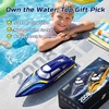 image:imageDEERC 14 Fast RC Boat for Kids amp Adults 20MPH Upgraded Remote Control Speed Boat with 2x1200mAh Batteries SelfRighting Waterproof Boat Toy for Lakes amp PoolsBlue