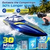 image:imageDEERC 14 Fast RC Boat for Kids amp Adults 20MPH Upgraded Remote Control Speed Boat with 2x1200mAh Batteries SelfRighting Waterproof Boat Toy for Lakes amp PoolsBlue