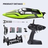 image:imageDEERC 14 Fast RC Boat for Kids amp Adults 20MPH Upgraded Remote Control Speed Boat with 2x1200mAh Batteries SelfRighting Waterproof Boat Toy for Lakes amp PoolsGreen