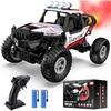 image:imageDEERC DE125 114 RC Rock Crawler 4WD Remote Control OffRoad Monster Truck with Mist Spray Metal Shell LED Lights 24GHz AllTerrain Car 2 Batteries Gifts for Kids amp Adults