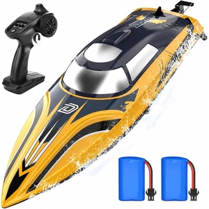 image:imageDEERC 14 Fast RC Boat for Kids amp Adults 20MPH Upgraded Remote Control Speed Boat with 2x1200mAh Batteries SelfRighting Waterproof Boat Toy for Lakes amp PoolsYellow